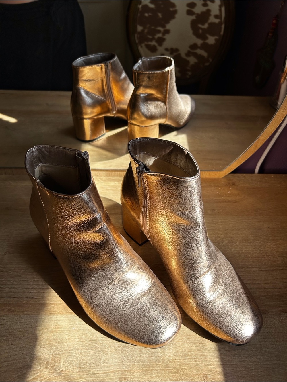 Cupid Metallic Gold Ankle Booties